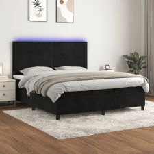  fekete bársony rugós és LED-es ágy matraccal 180x200 cm ágy és ágykellék
