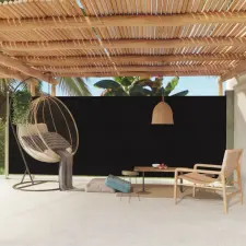  Fekete behúzható oldalsó terasznapellenző 200 x 500 cm kerti bútor