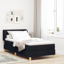  Fekete Boxspring Ágy Matracal, 100x200 cm, Szövet ágy és ágykellék