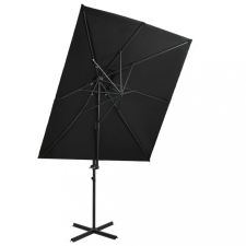  Fekete dupla tetejű konzolos napernyő 250 x 250 cm kerti bútor