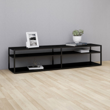  Fekete edzett üveg TV-szekrény 180 x 40 x 40,5 cm bútor