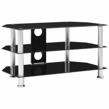 Fekete edzett üveg TV-szekrény 75 x 40 x 40 cm bútor