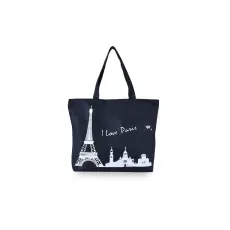  Fekete Eiffel Torony Mintás Közepes Méretű Válltáska