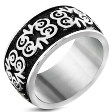 Fekete és ezüst színű, pillangó mintás motoros nemesacél gyűrű-12 gyűrű