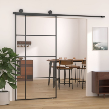 fekete ESG üveg és alumínium tolóajtó 102,5x205 cm építőanyag
