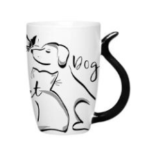  FEKETE-FEHÉR Cicás Porcelán bögre 38 cl, 1db, cica_kutya bögrék, csészék