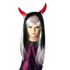  FEKETE-FEHÉR Ördög, krampusz Szarvas Hosszú Egyenes Buli Paróka HALLOWEEN