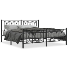  fekete fém ágykeret fej- és lábtámlával 183 x 213 cm ágy és ágykellék