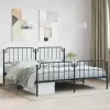 Fekete fém ágykeret fej- és lábtámlával 193 x 203 cm