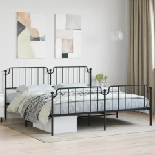  Fekete fém ágykeret fej- és lábtámlával 193 x 203 cm ágy és ágykellék