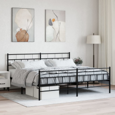 fekete fém ágykeret fej- és lábtámlával 200 x 200 cm ágy és ágykellék