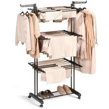  Fekete fém függőleges szennyestartó kerekeken 125x170 cm bútor