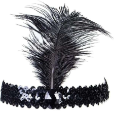 Fekete flitteres tollas fejpánt bulikra jelmez