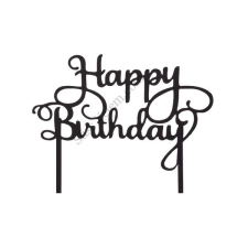  Fekete Happy Birthday felirat tortadísz sziluett sütés és főzés