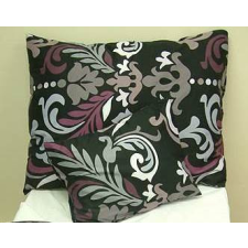  Fekete indás pamut-szatén félpárnahuzat, 50x70 cm lakástextília