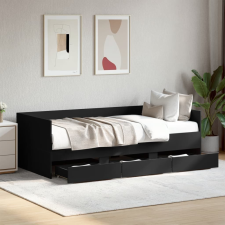 fekete kanapéágy fiókkal matrac nélkül 90x190 cm ágy és ágykellék
