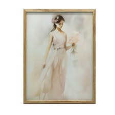  FEKETE KERETES FALI PLAKÁT GYÖNYÖRŰ NŐ VIRÁGAL 70x100 CM grafika, keretezett kép