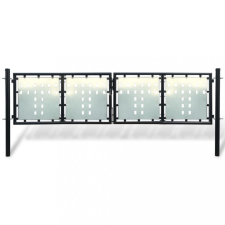  fekete kerítés kapu 300 x 150 cm kerti bútor