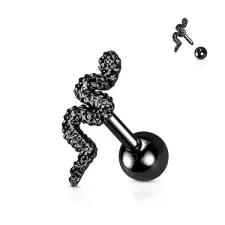 Fekete Kígyó Alakú 316L Orvosi Acél Egyenesszárú Barbell Piercing egyéb ékszer