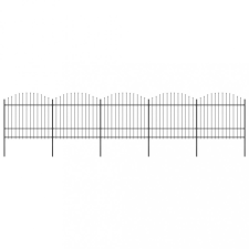  Fekete lándzsahegy tetejű acélkerítés (1,5-1,75) x 8,5 m kerti dekoráció
