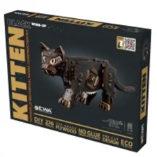  Fekete macska prémium fa puzzle 3d puzzle, kirakós