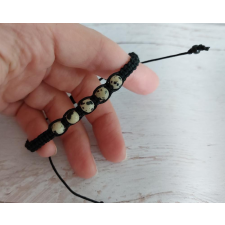  Fekete makramé karkötő dalmata jáspis gyöngyökkel karkötő