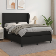  fekete műbőr rugós ágy matraccal 140 x 190 cm ágy és ágykellék