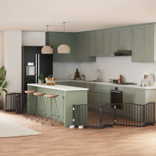  fekete nyárfa 10 paneles összecsukható kutyakapu ajtóval 800 cm kutyafelszerelés