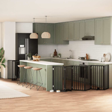  fekete nyárfa 15 paneles összecsukható kutyakapu ajtóval 750 cm kutyafelszerelés