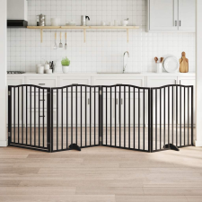  fekete nyárfa 4 paneles összecsukható kutyakapu ajtóval 320 cm kutyafelszerelés