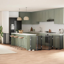  fekete nyárfa 9 paneles összecsukható kutyakapu ajtóval 450 cm kutyafelszerelés