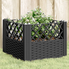  Fekete polipropilén kerti virágláda cövekekkel 43,5x43,5x43,5cm kerti tárolás
