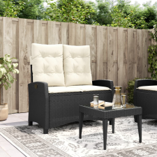 fekete polyrattan dönthető kerti pad párnával kerti bútor