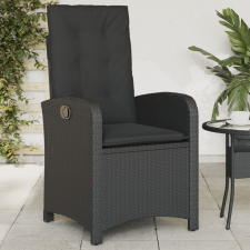  Fekete polyrattan dönthető kerti szék párnával kerti bútor