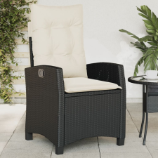 Fekete polyrattan dönthető kerti szék párnával kerti bútor