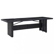 Fekete polyrattan és üveg kerti asztal 240 x 90 x 74 cm kerti bútor