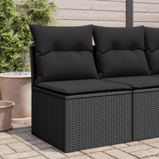  Fekete polyrattan karfa nélküli kerti kanapé párnával kerti bútor