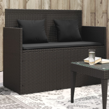  fekete polyrattan kerti pad párnával kerti bútor