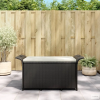  Fekete polyrattan kerti pad párnával 116 x 46 x 57 cm