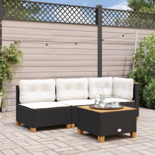 fekete polyrattan kerti sarokkanapé párnával kerti bútor