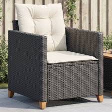  fekete polyrattan kerti szék párnákkal kerti bútor