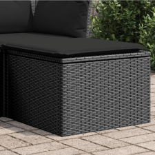 fekete polyrattan kerti szék párnával 55 x 55 x 37 cm kerti bútor