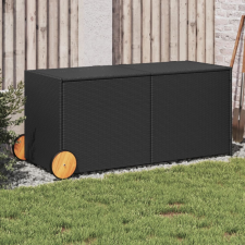  fekete polyrattan kerti tárolóláda kerekekkel 283 L kerti tárolás