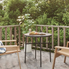  Fekete polyrattan teázóasztal 45 cm kerti bútor