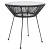  fekete rattan és üveg kerti étkezőasztal Ø70 x 74 cm