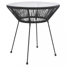  fekete rattan és üveg kerti étkezőasztal Ø70 x 74 cm kerti bútor