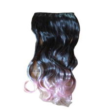  FEKETE-RÓZSASZÍN Ombrés-Melíros 5 csatos Színes Hullámos Póthaj 60cm póthaj