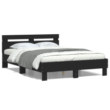 fekete szerelt fa ágykeret fejtámlával 120 x 200 cm ágy és ágykellék