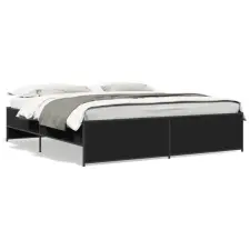  fekete szerelt fa és fém ágykeret 200 x 200 cm ágy és ágykellék
