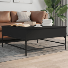 fekete szerelt fa és fém dohányzóasztal 95 x 95 x 45 cm bútor